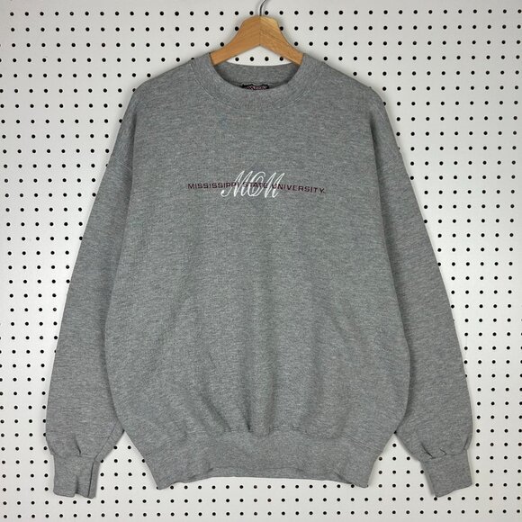 Mississippi State MOM Crewneck Large Gray Jansport Sweatshirt Vintage Stitched - Picture 1 of 6
